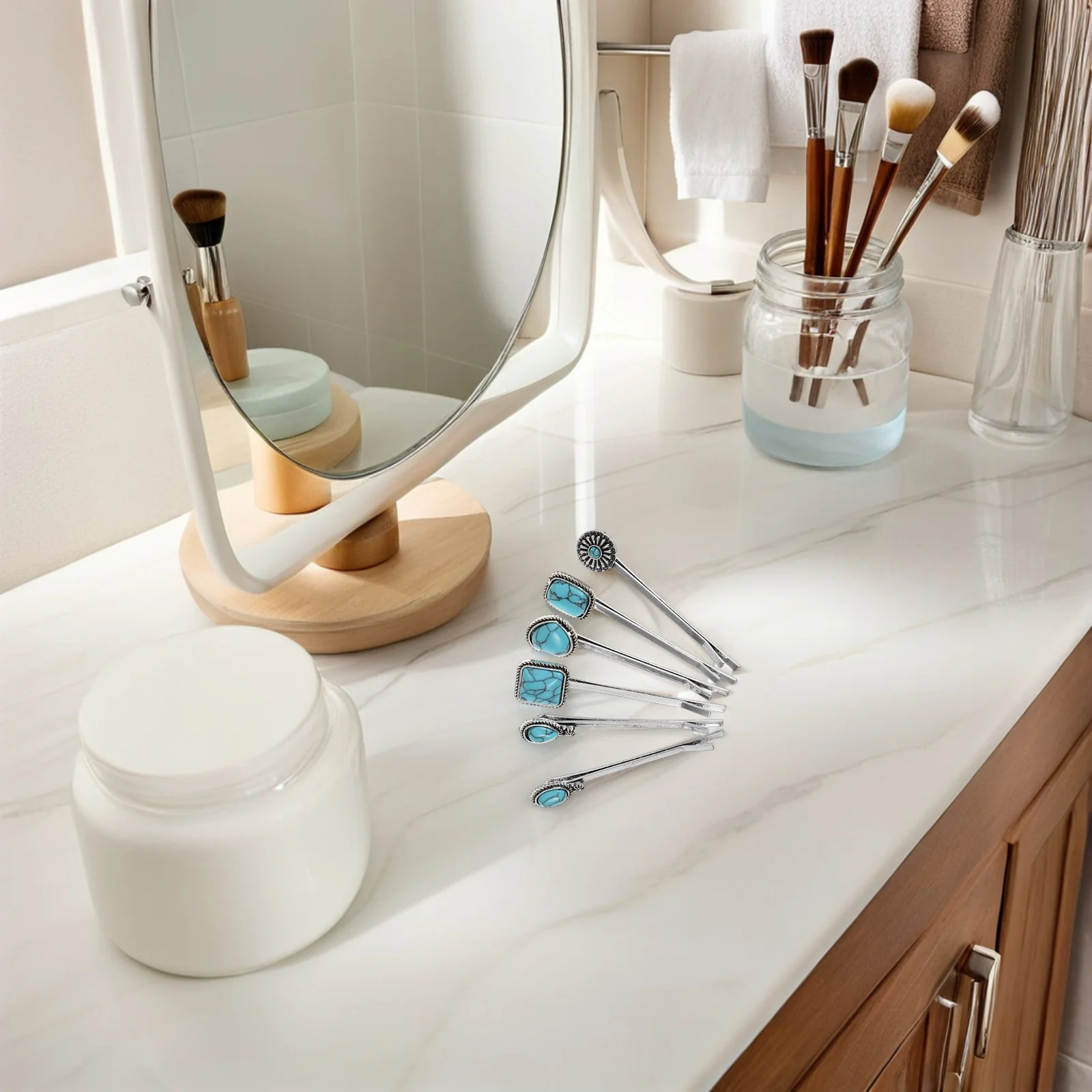 

6Pcs Decorative Bobby Pins Heart Flower Design Chinese Hanfu Hair Accessories Trendy Stylish for Multiple Hairstyles Occasions