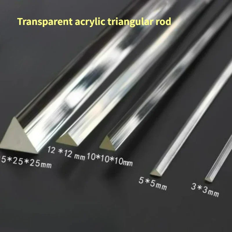 

Transparent Acrylic Triangular Rod Size 3x3mm~30x30mm Organic Glass Right Angle Isosceles Reinforcement Strip Can Be Cut At Will