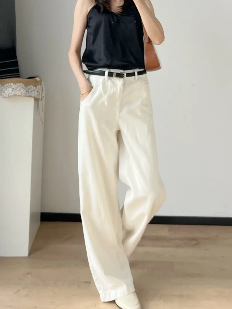 Women Versatile Wide Leg Pants Comfortable Casual Long Trousers Female Spring Summer Fashion Office Lady Streetwear Jeans Pants