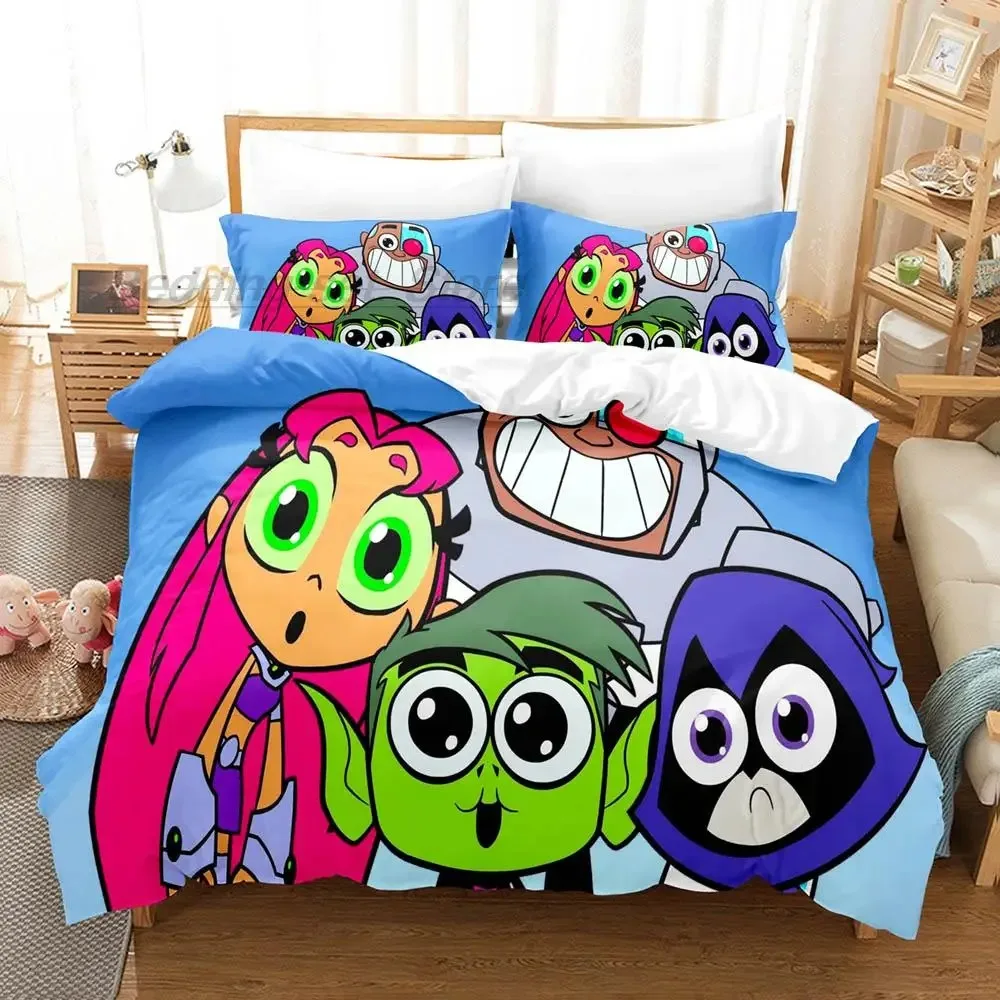 

2014 New Titans GO Bedding Set Single Twin Full Queen King Size Bed Set Teenager Bedroom Duvetcover Sets 3D Print Anime 2022 Kaw