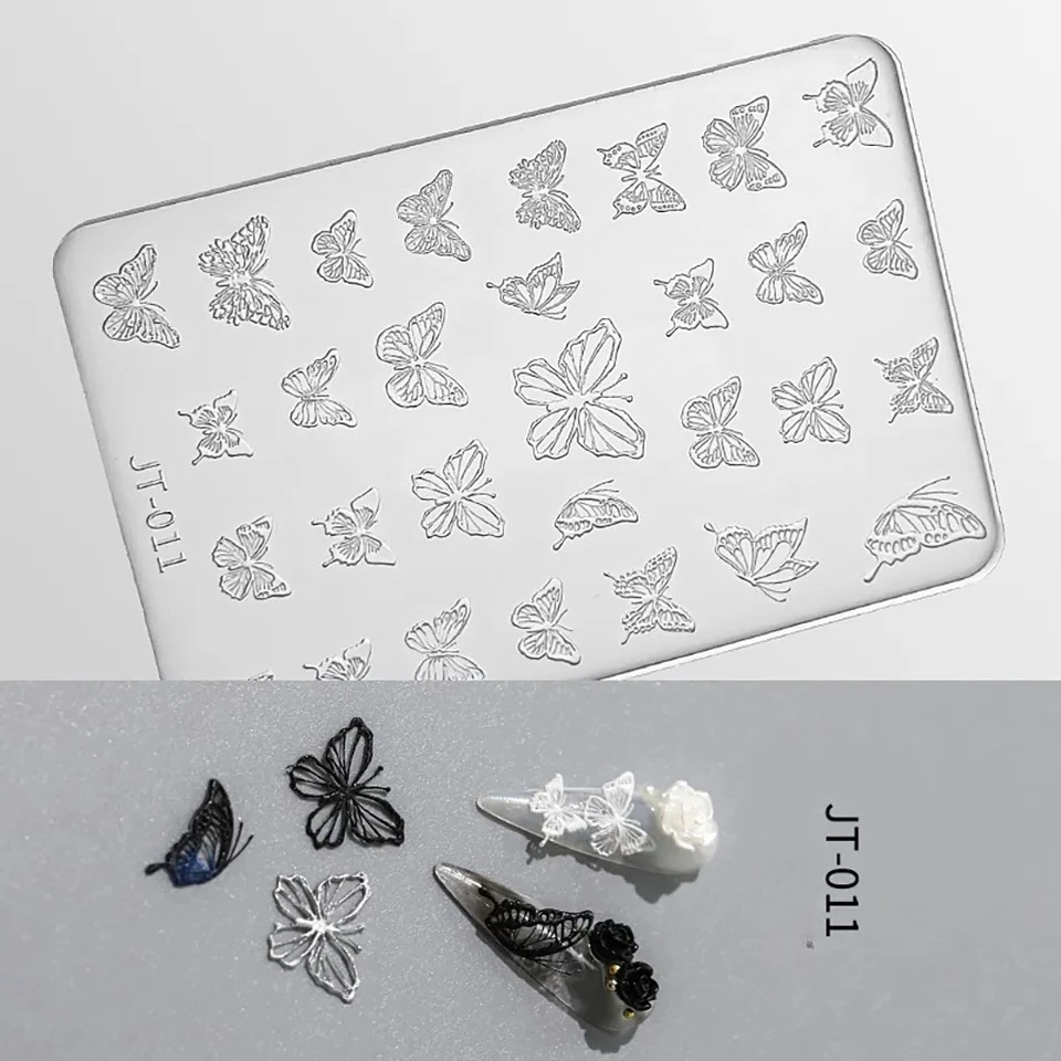 

French Butterfly Rose Shell Letters Bowknot Heart Snowflakes Nail Accessories Manicure Silicone Carving Mold Mould DIY Template