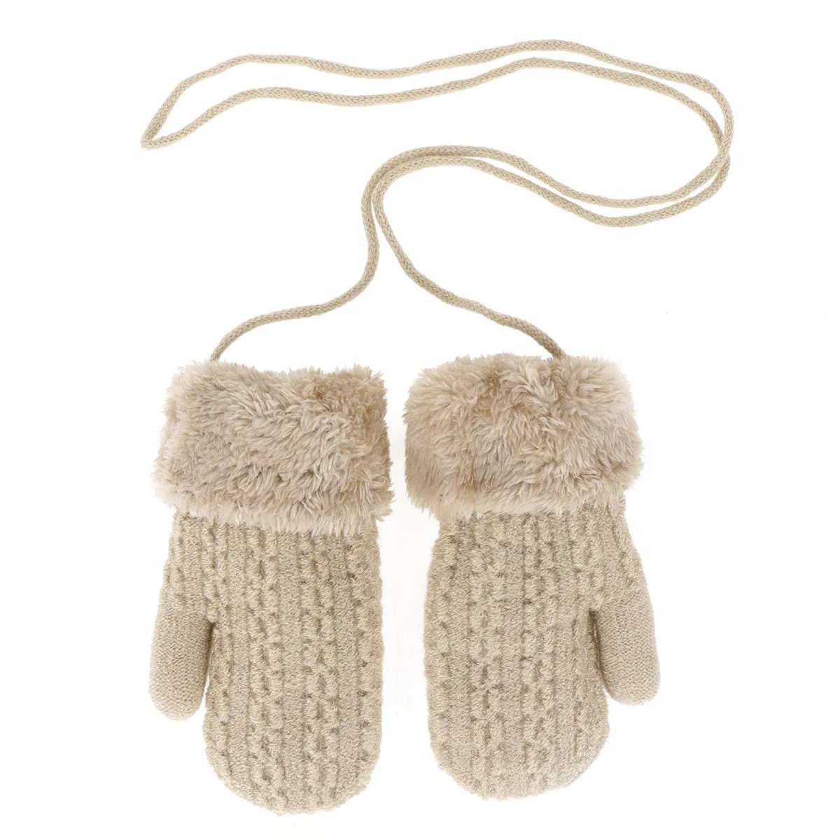 

Light Grey Kids Winter Gloves 1-4 Double Lined Knit Warmth Full Finger Coverage Cold Weather Protection for Boys Girls Daily