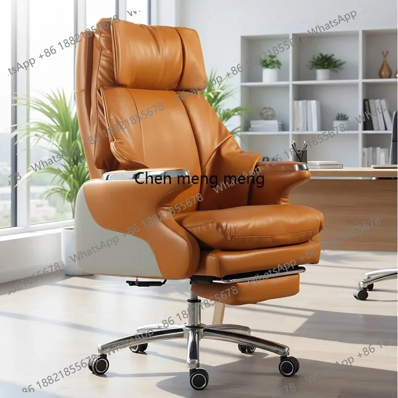 RR Office leather chair computer boss chair home comfortable sitting for a long time without tired, large class game chair