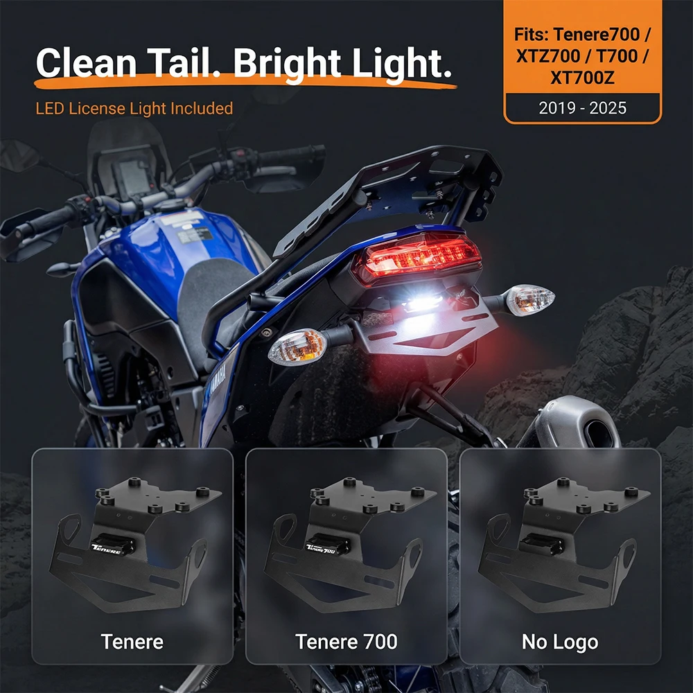 

Tenere 700 Rear Tail Tidy Kit License Plate Holder Bracket For Yamaha Tenere700 XTZ700 T700 XT700Z 2019 2020 2021 2022 2023-2025