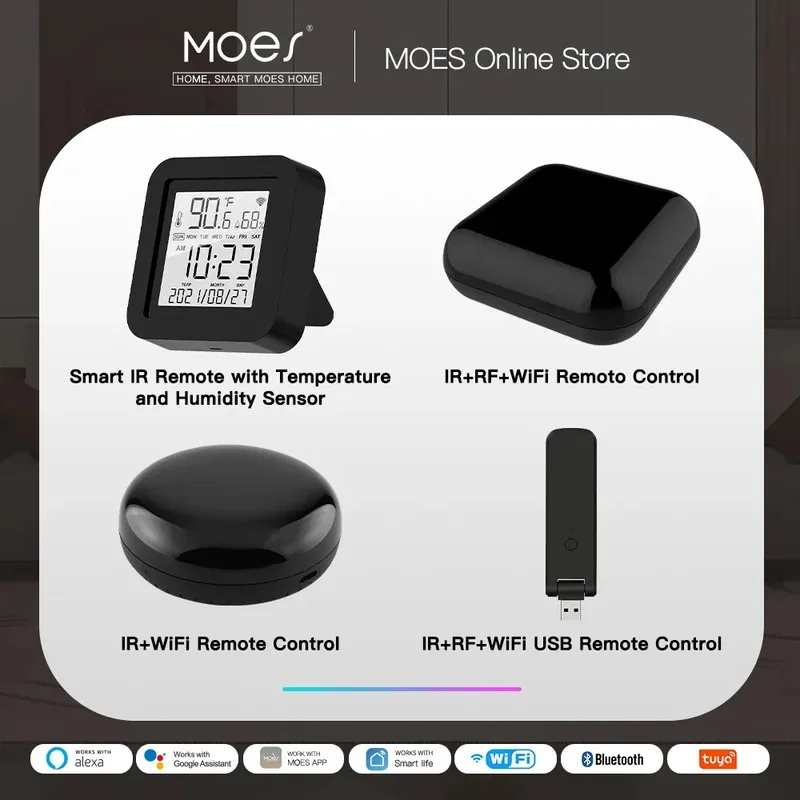 

MOES Новый Wi-Fi RF IR Универсальный пульт дистанционного управления RF Бытовая техника Приложение Tuya Smart Life Голосовое управление через Alexa Google Home