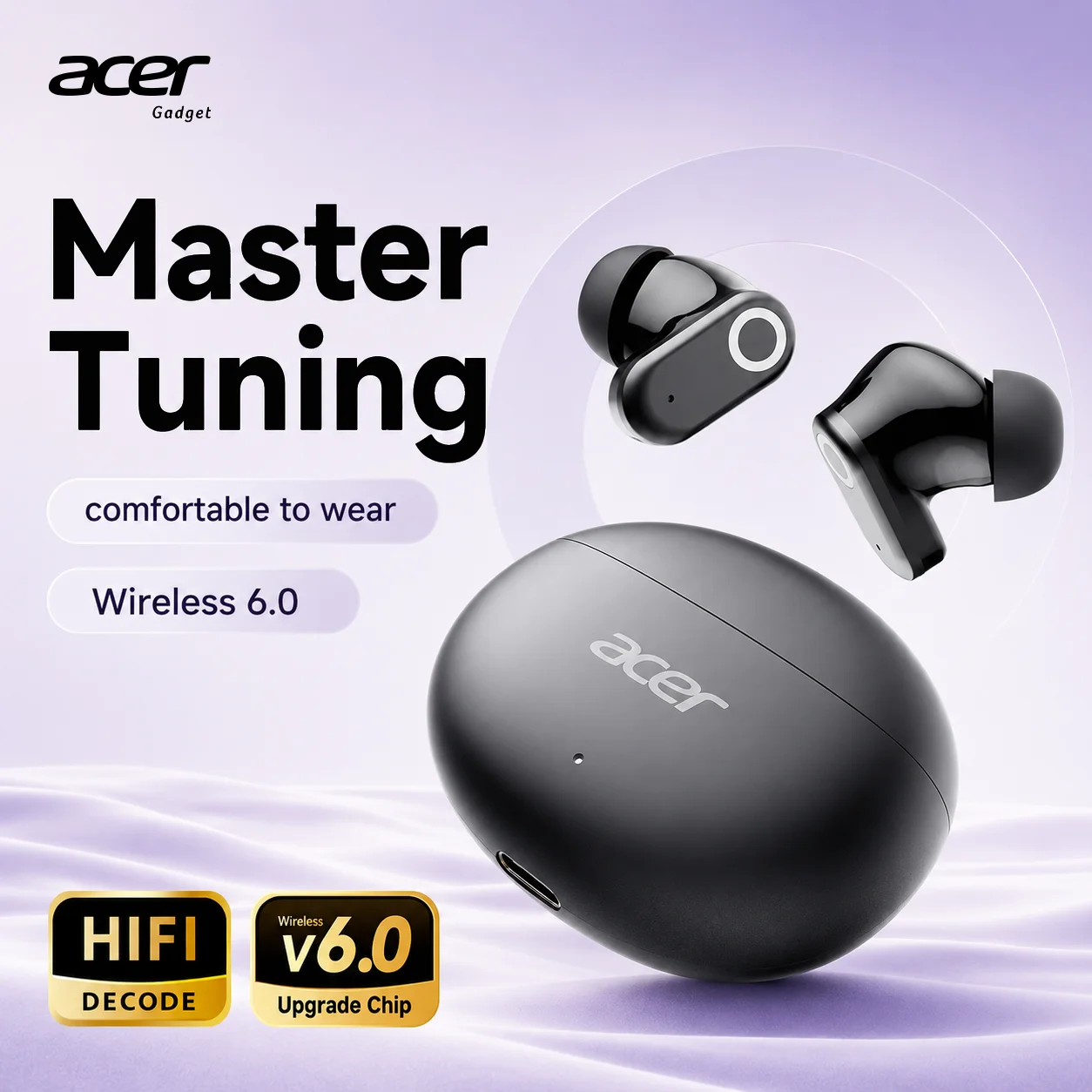 Acer OHR627 Wireless Earbuds HiFi Audio Long Battery Master Tuning For Samsung Xiaomi iPhone iPad
