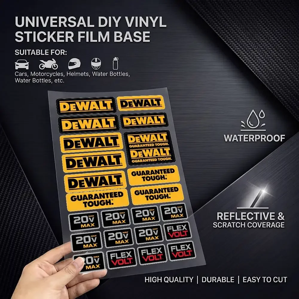 FOR DEWALT TOLL Multi Scene Waterproof Reflective Scratch Cover Stickers Fit Auto Motorcycle Helmet Refrigerator