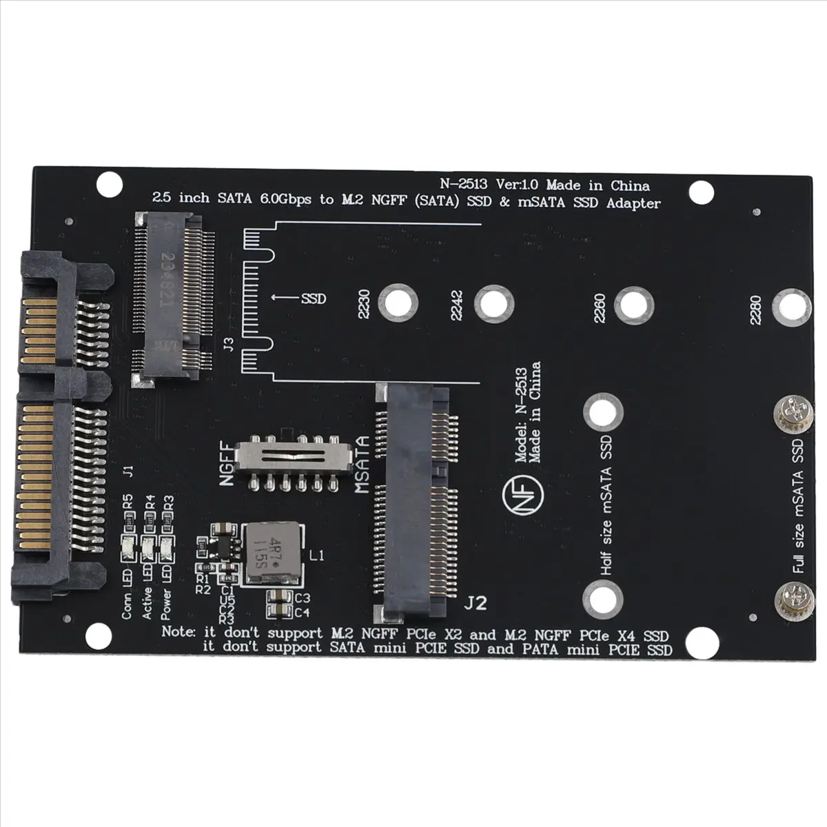 (A32M) M.2 NGFF MSATA SSD to 2.5Inch SATA 3.0 Adapter 2 in 1 Converter Card for PC Laptop