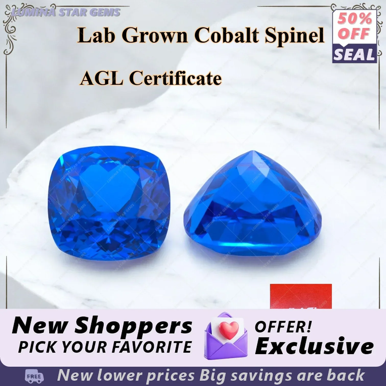 

A+TLab Grown Cobalt Spinel Cushion Cut Gemstone For Jewelry DIY Making Main Materials Selectable Certificate