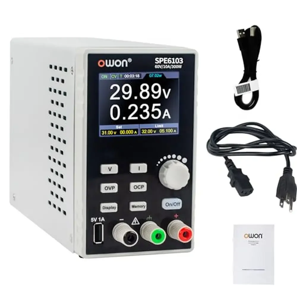 Programmable Bench Power Supply 60V 5A LCD Display USB Port Lightweight Protection Functions