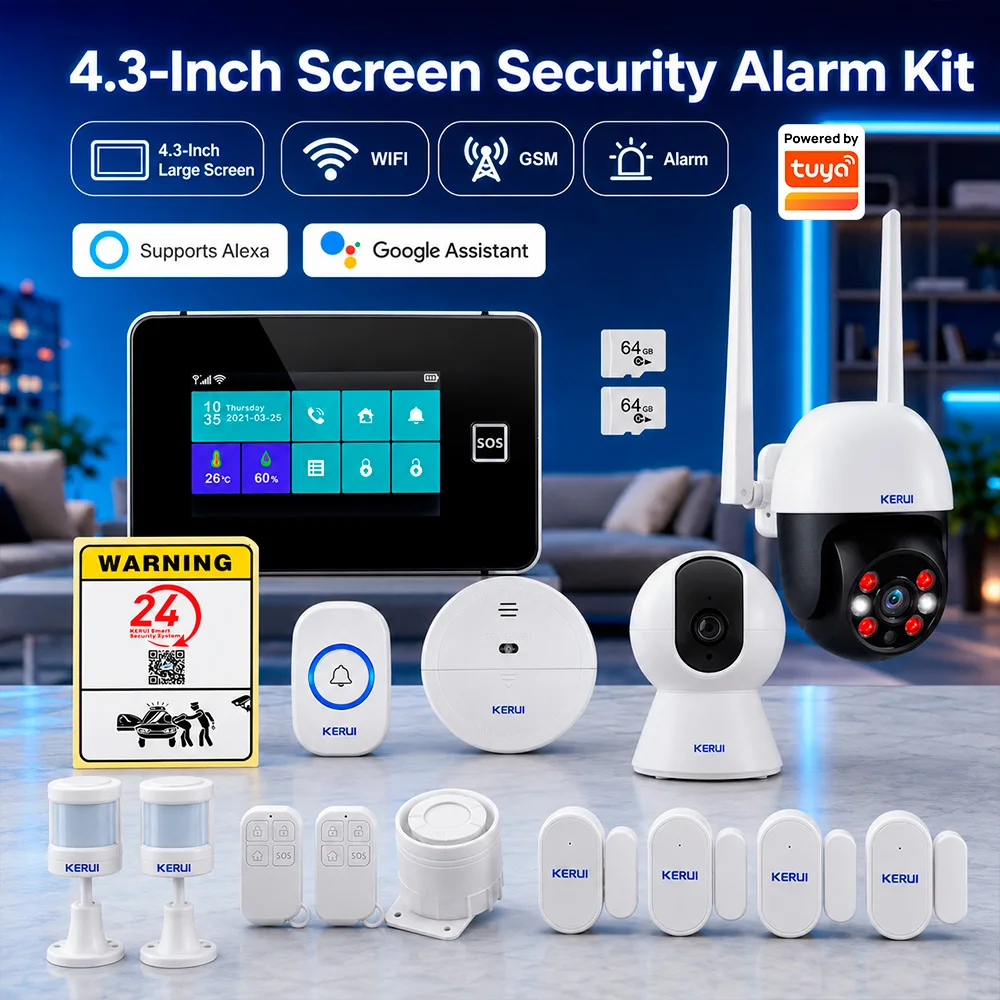 kerui-43-inch-home-alarm-system-support-alexa-anti-alarm-kits-temperature-and-humidity-display-wifi-gsm-alarm-works-with-tuya