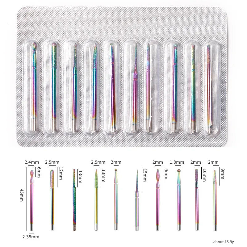 10 pz rimozione della pelle morta punta per unghie diamante fresa testa macchina elettrica lime per punte per unghie accessorio armatura Set di strumenti di lucidatura