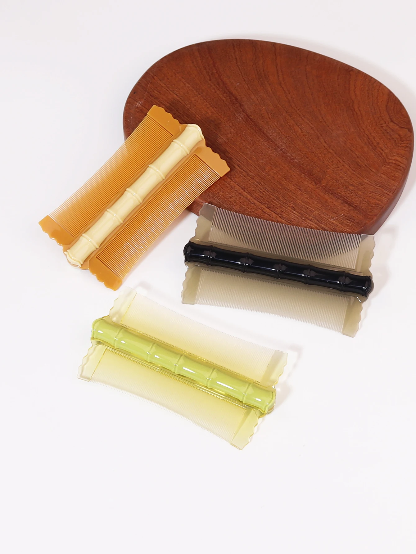 

1 piece of double-sided bamboo joint encrypted teeth, head lice removal, dandruff removal, massage Special for real hair wigs