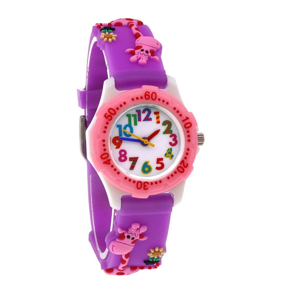 Relojes para niños Correa de silicona Relojes de dibujos animados Reloj de pulsera para niños Reloj Correa de jirafa Mini reloj colorido