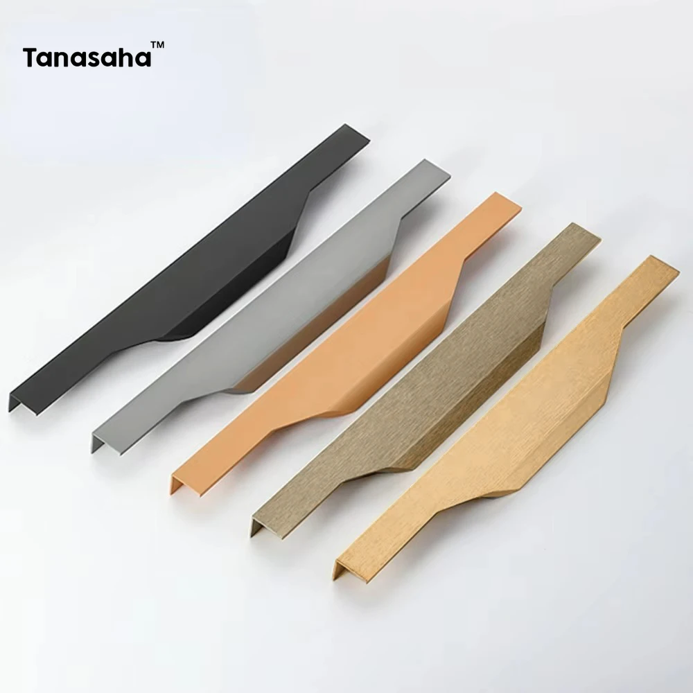 10PCS Hidden Handles Long Kitchen Cabinet Pulls Drawer Knobs Aluminum Alloy Cupboard Pulls Wardrobe Pulls Furniture Hardware