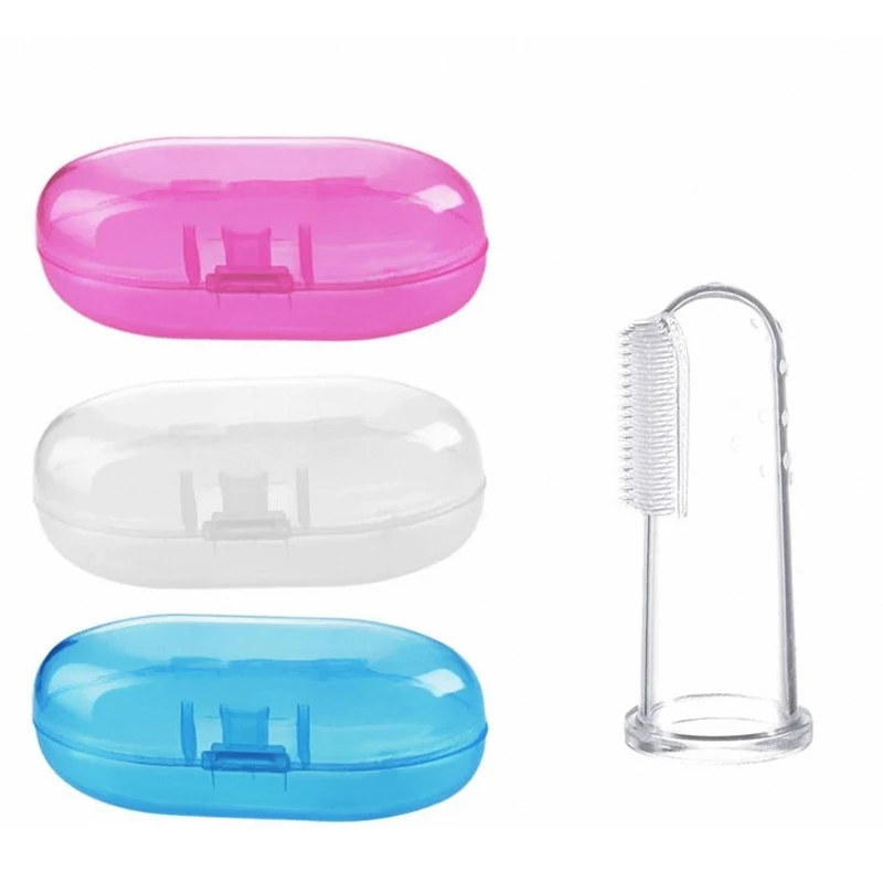 Baby Thumb Sleeve Toothbrush Organiser Set Silicone Latex Toothbrush Baby Tongue Cleaning Brush Toothbrush Storage Case