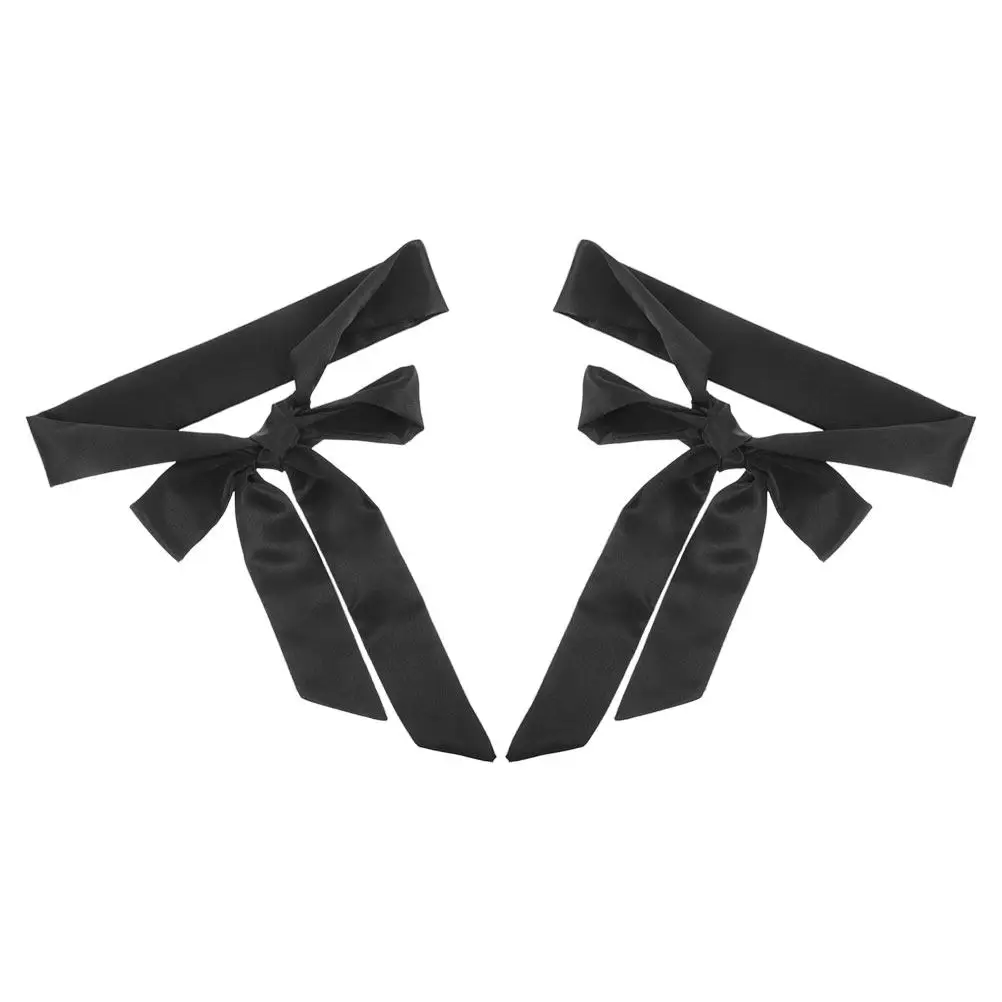 2Pcs Women Silk Belt Black Satin Bow Tie Adjustable Waist Sash Bridal Wedding Evening Dress Accessory Formal Gown Sash image 2