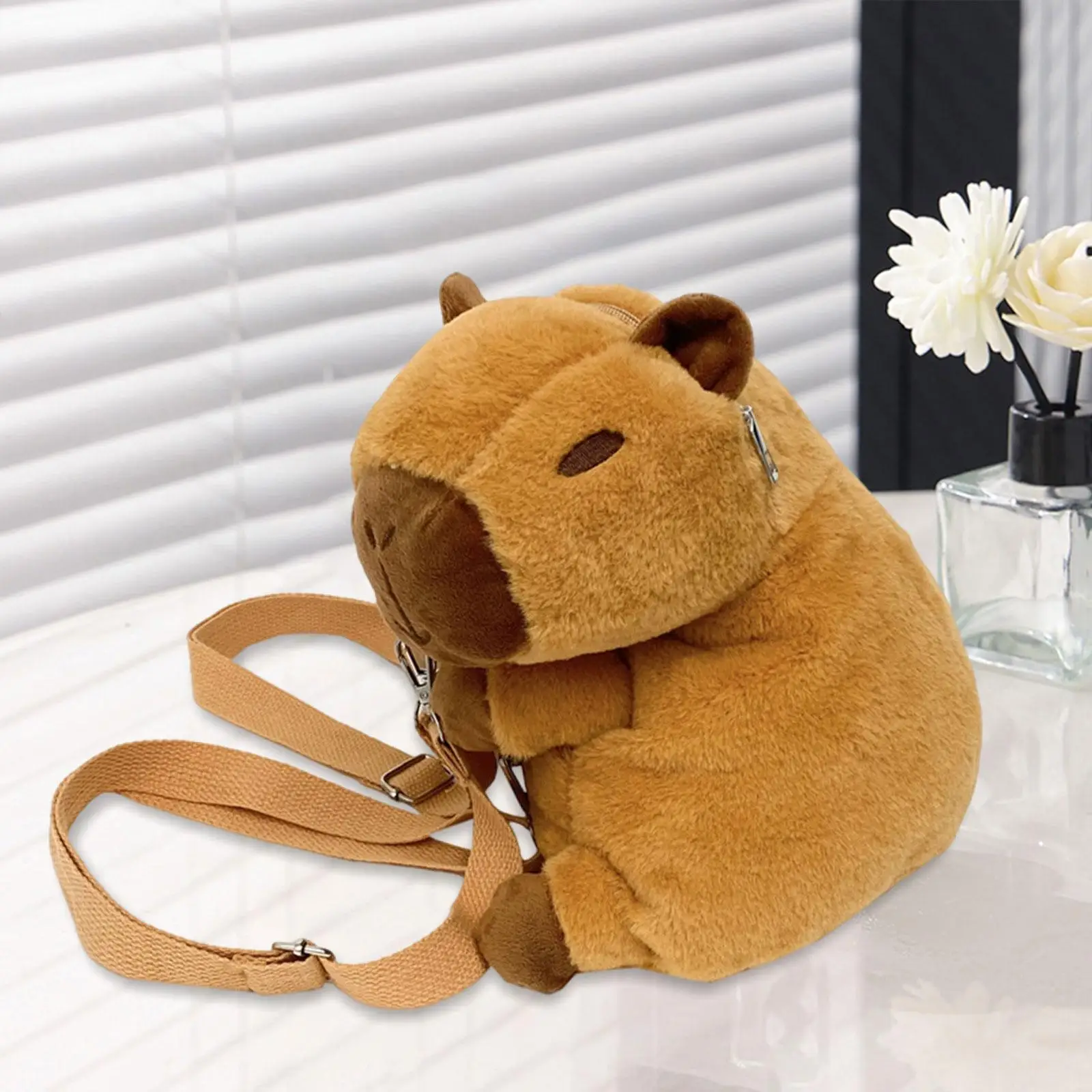 Mochila De felpa Capybara para mujer, morral de dibujos animados con correas desmontables, mochila de hombro, Animal lindo, regalo de viaje para niños y mujeres