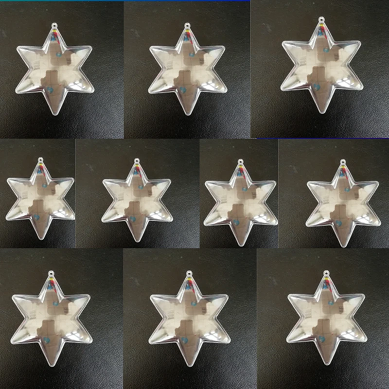 

10 pcs of hexagonal star-shaped plastic hollow box ornaments, hanging decorations for embellishment, Christmas festival gift box