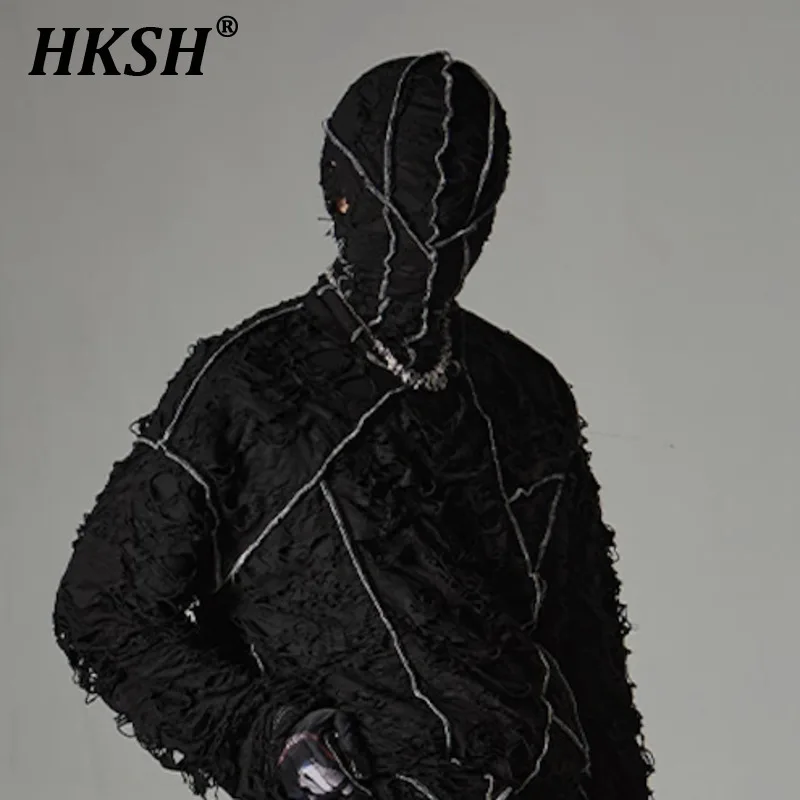 HKSH Men\'s Tide Lace Original Design Dark Streetwear Dance Rap Hip Hop Walk Show Shooting Pioneer Versatile Hat Punk Mask HK1875