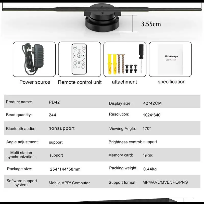 2025 40-85cm 3D Fan Hologram Projector Wifi Control Remote Commercial Advertising Display Hologram Projector Transmit Picture