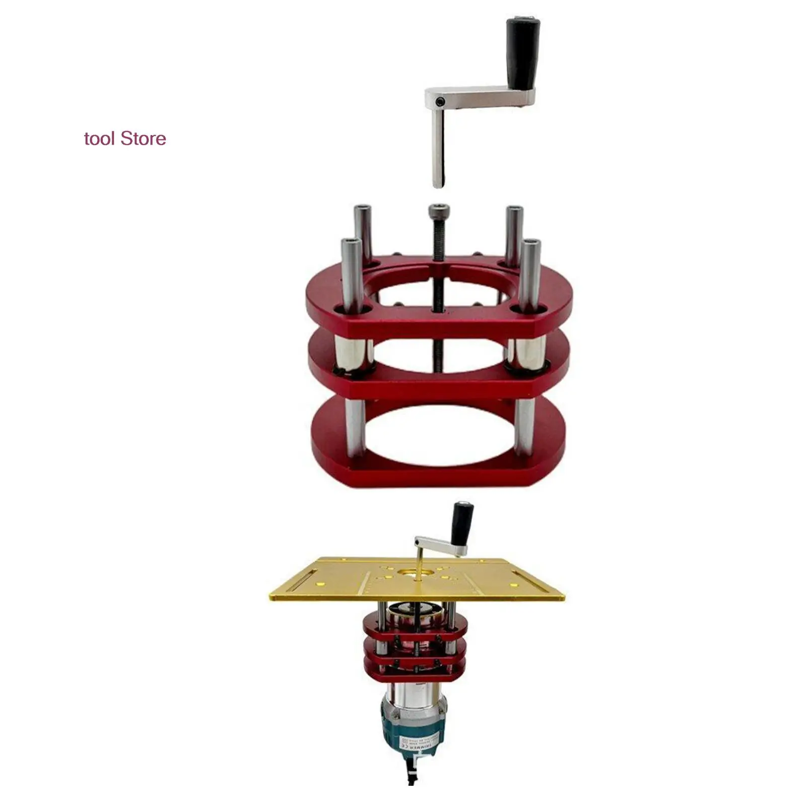 Woodworking Router Lift for Motors, Router Table, Wood Milling, Levantável Plunge Base para Trimmer, Máquina de gravura, 65mm de diâmetro