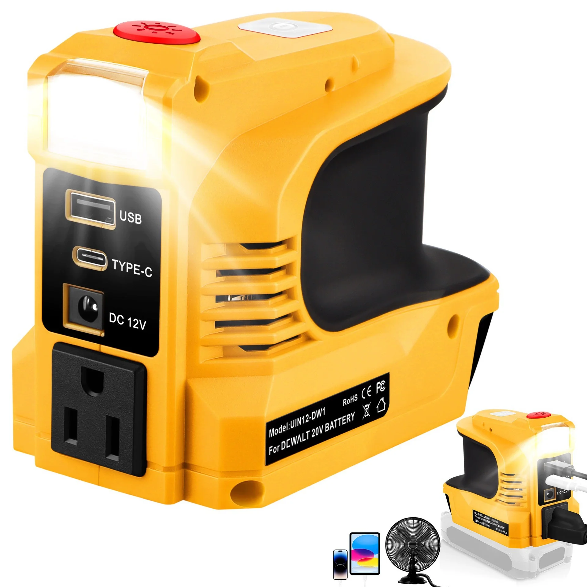 18V For Milwaukee Lithium Battery Inverter Power Bank To 110/220V Multi-Function Smart Transformer Outdoor Work Inverter Adapter