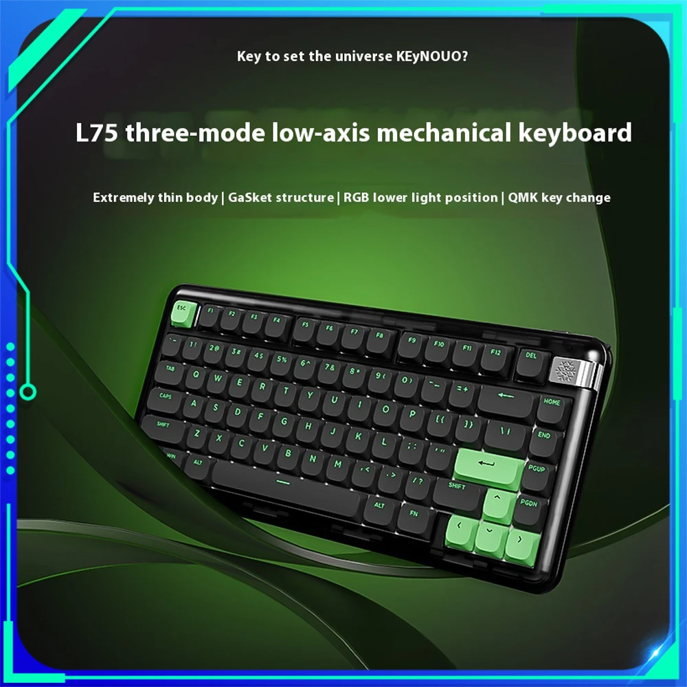 Yunzii L75 Mechanical Keyboard Dwarf Switch Tri Mode Wireless Keyboard Low Profile Keynouo L75 Keyboard Custom Office Win/Mac