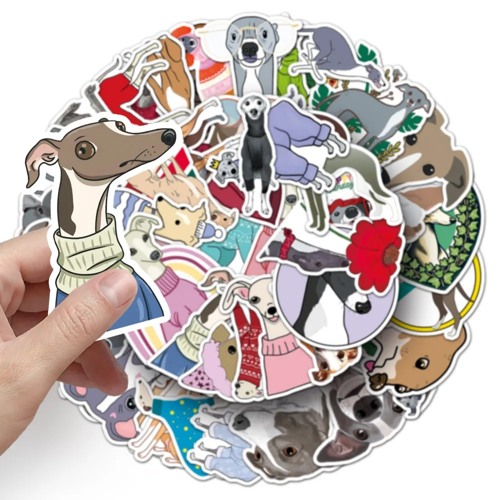 10/50pcs Cute British Pet Dog Sticker Greyhound Stickers Vinyl Decal for Luggage Laptop Phone Scrapbook Sticker Kids Toy