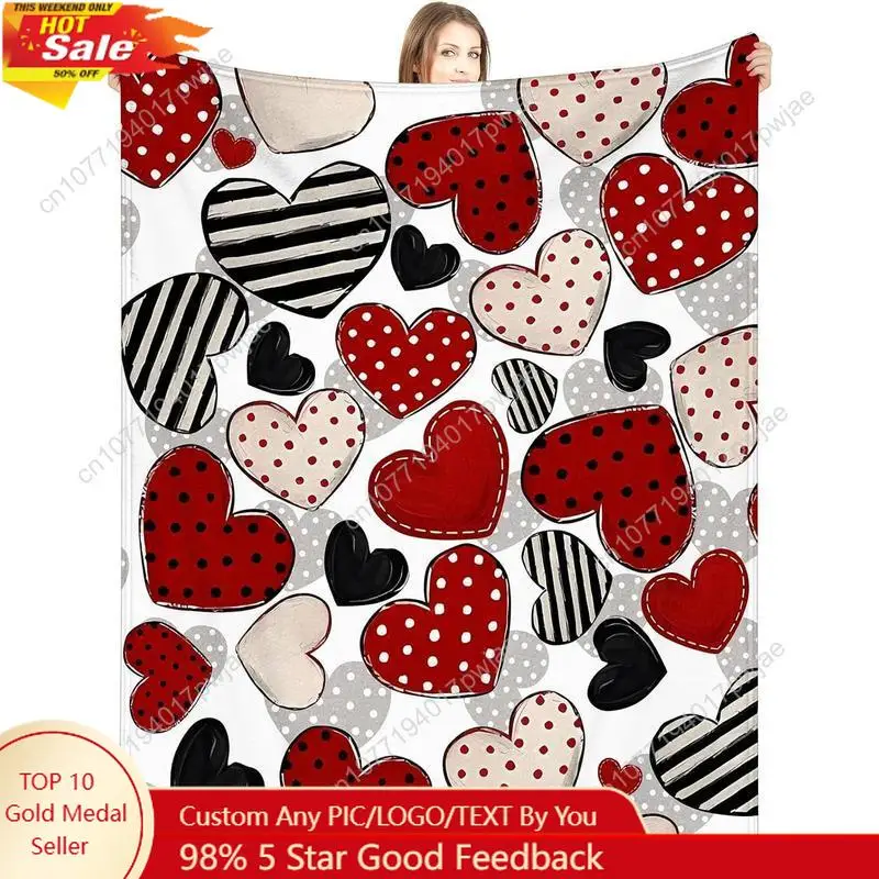 

Lovers Spouse Valentine's Day Gifts Heart Blanket Throw Blanket Couch Sofa Soft Warm Car Bed Blankets for Custom blankets