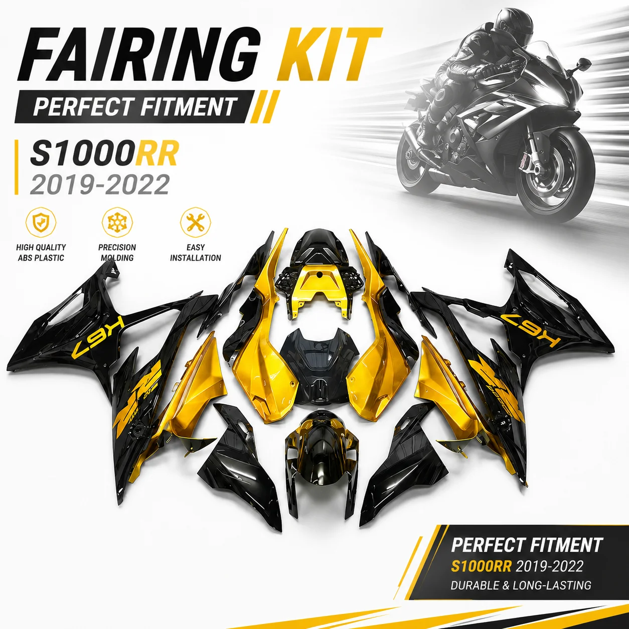 

For BMW S1000RR 2019-2022 Fairing Kit ABS Plastic Injection Molded Motorcycle Bodywork Custom Painted Panels