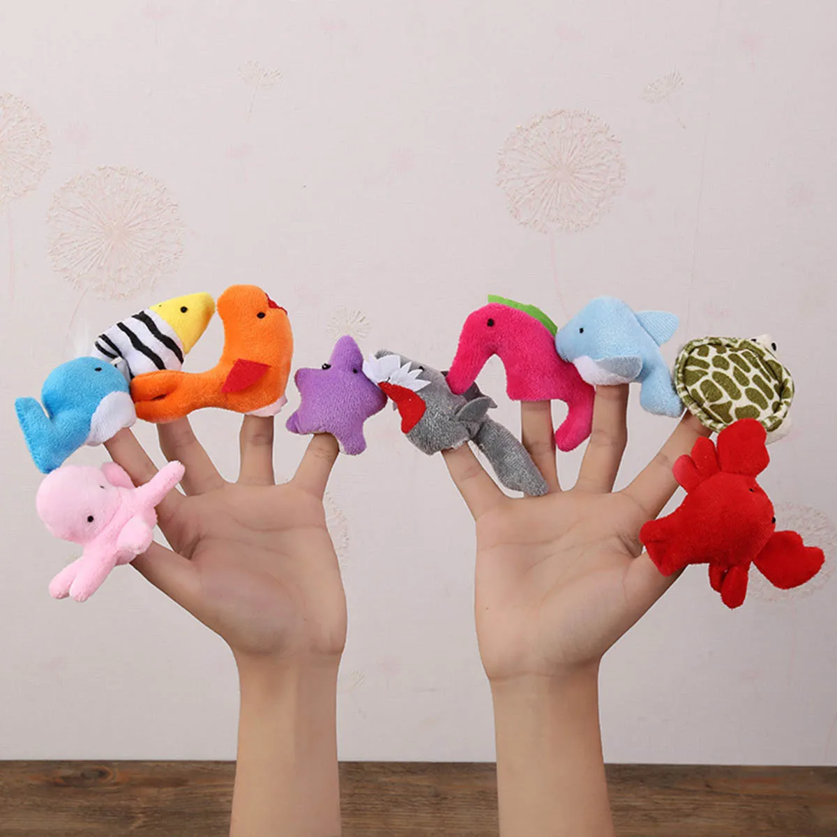 

1Set Cartoon Finger Puppet Plush Doll Toy Set Creative Kids Baby Story Props Early Education Puzzle Montessori Finger Puppet Toy