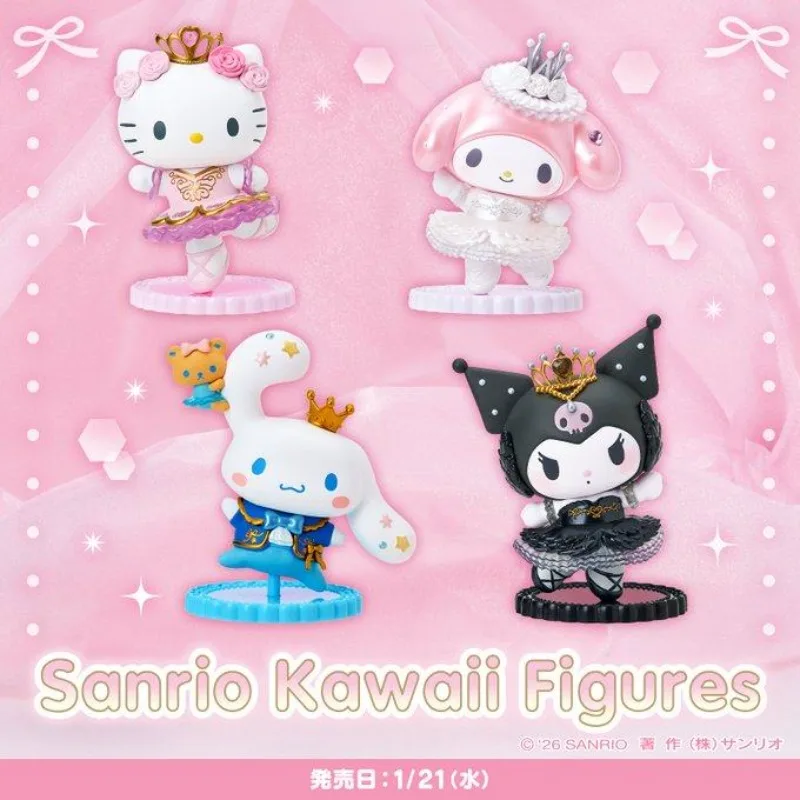 

Sanrio Galaxy Ballerina Figurine Series Collectible Figurines Melody Kuromi Cinnamoroll Kitty Children Action Figures Model Toys