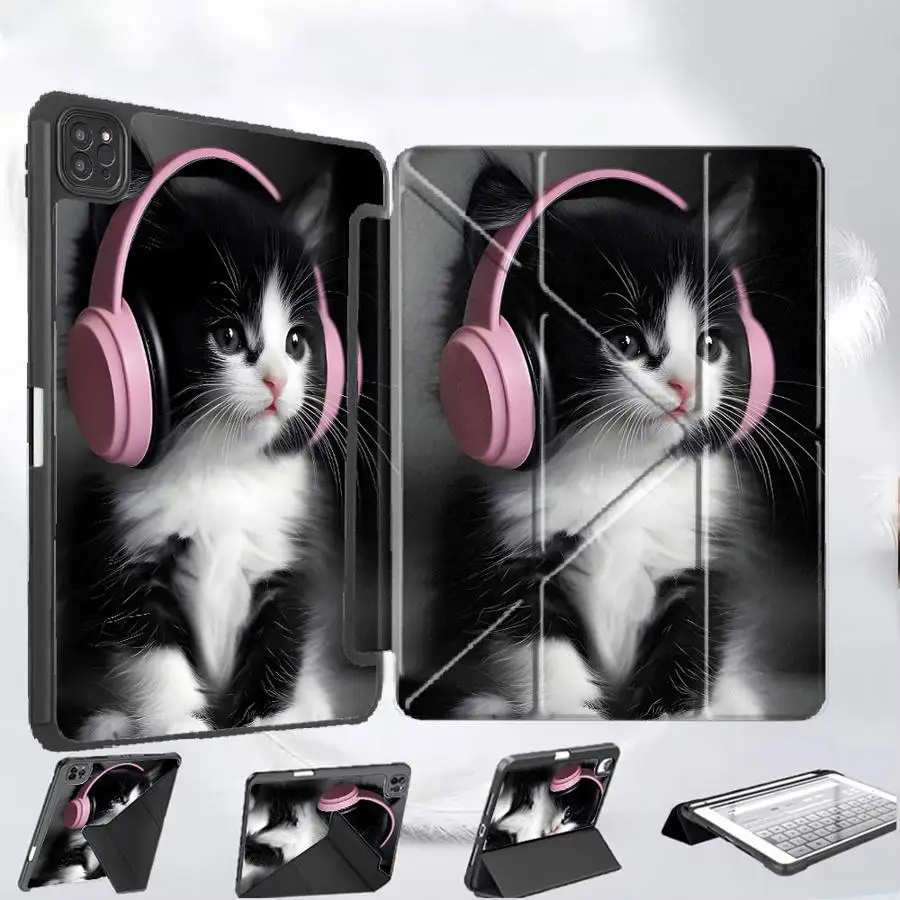 

A Cat Who Loves Music Tablet Case For iPad Mini 6 7 Pro 11th 10th 9th 8th 7th 12.9inch Air 4 5 M3 M2 M4 11inch Pro 2025 Holder