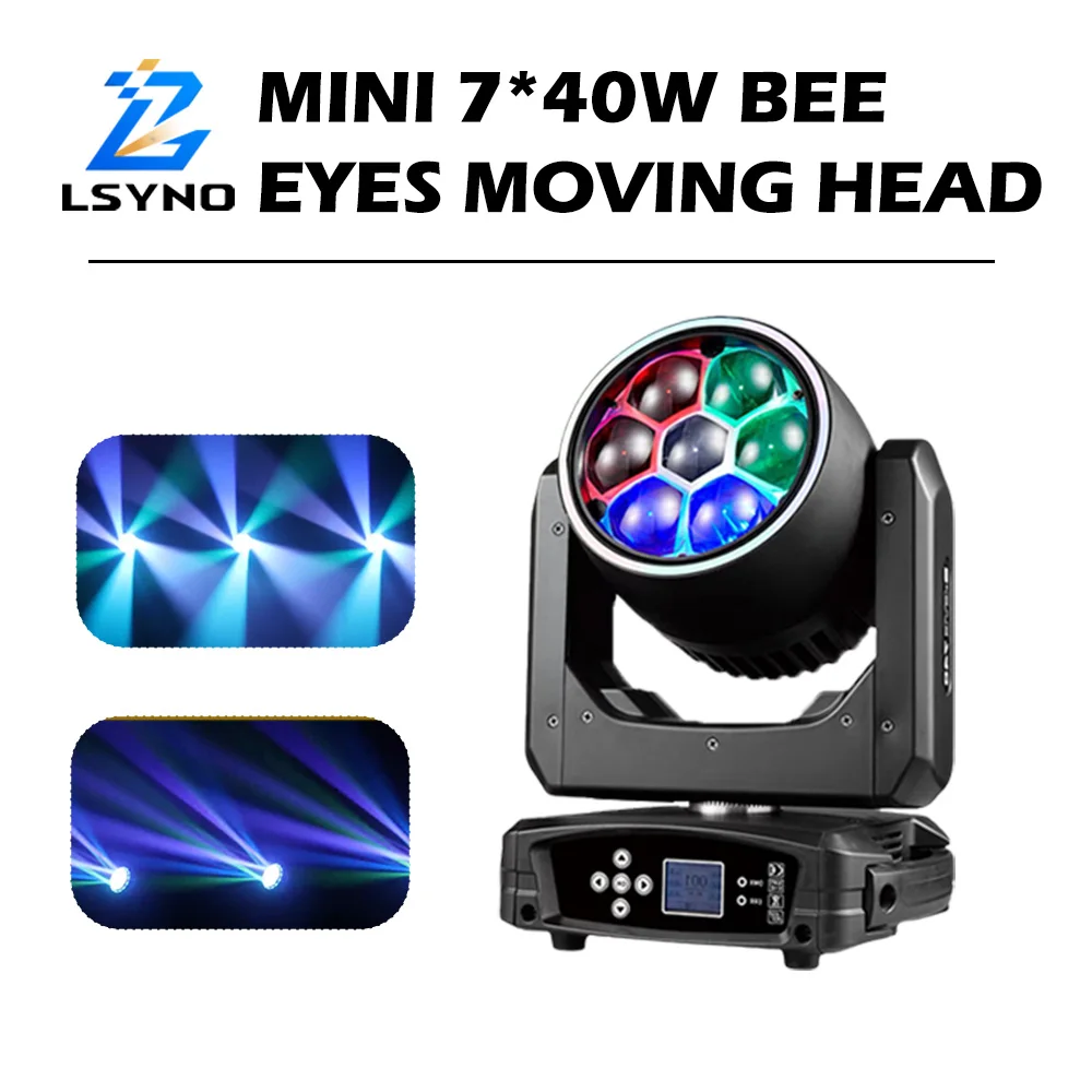 Moving Head DJ Light 7X40W Bee Eye Wash Zoom LED Beam Disco Lights DMX512 Stage Effect For Wedding Nightclub Party