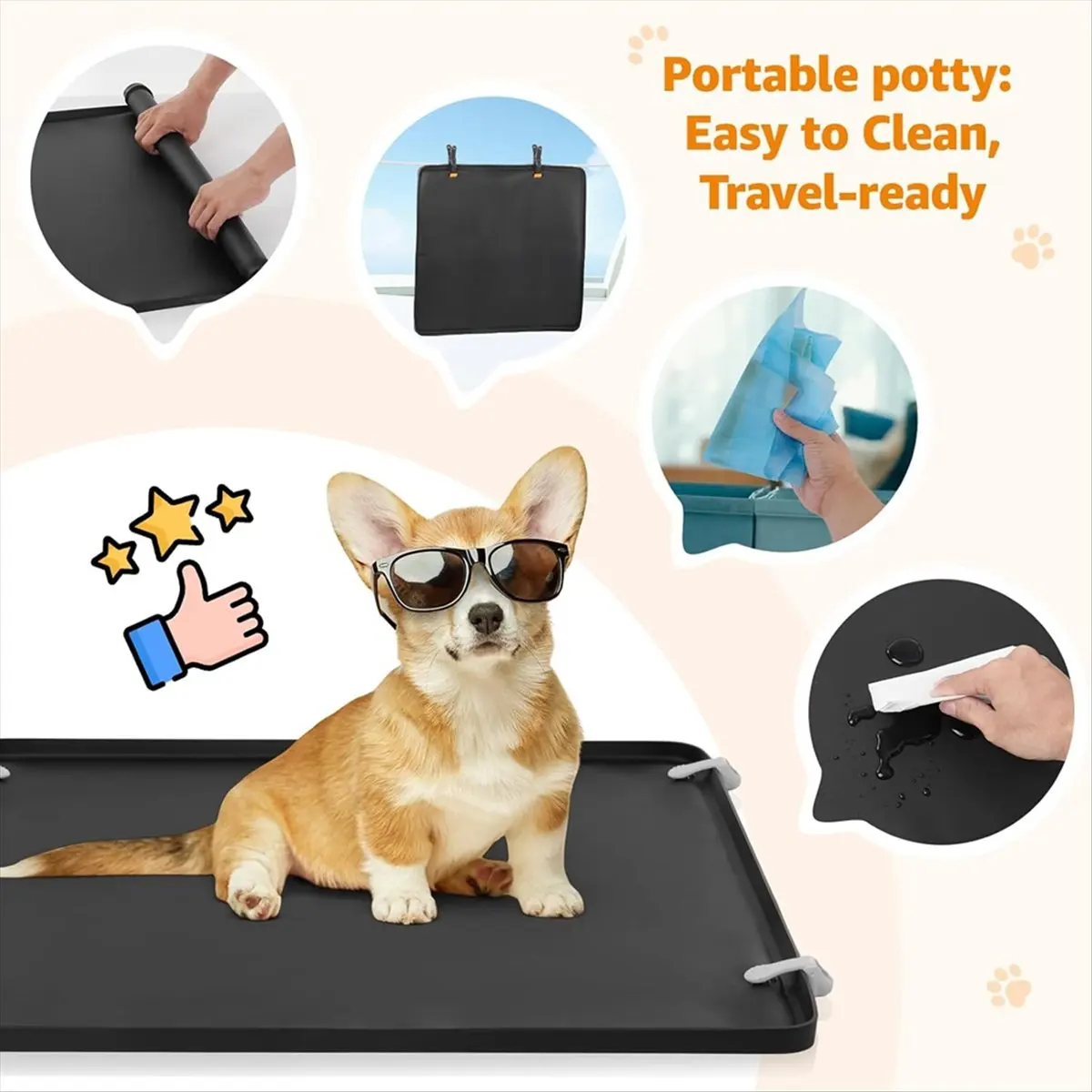 A50U Dog Pee Pad Holder - Silicone Puppy Potty Tray with High and 4 Clamps for Training, Fits Up to 24x24inch Pads