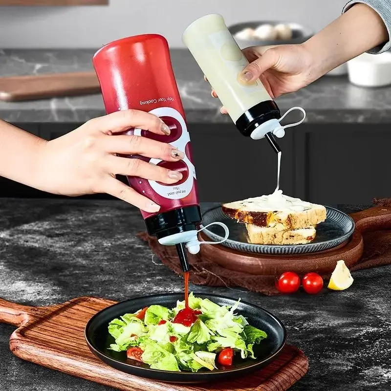 Botella exprimidora de salsa cuantitativa de 350/650ml con boquilla, dispensador de botellas de aceite de ketchup, utensilio de cocina, botella de condimento vacía para barbacoa