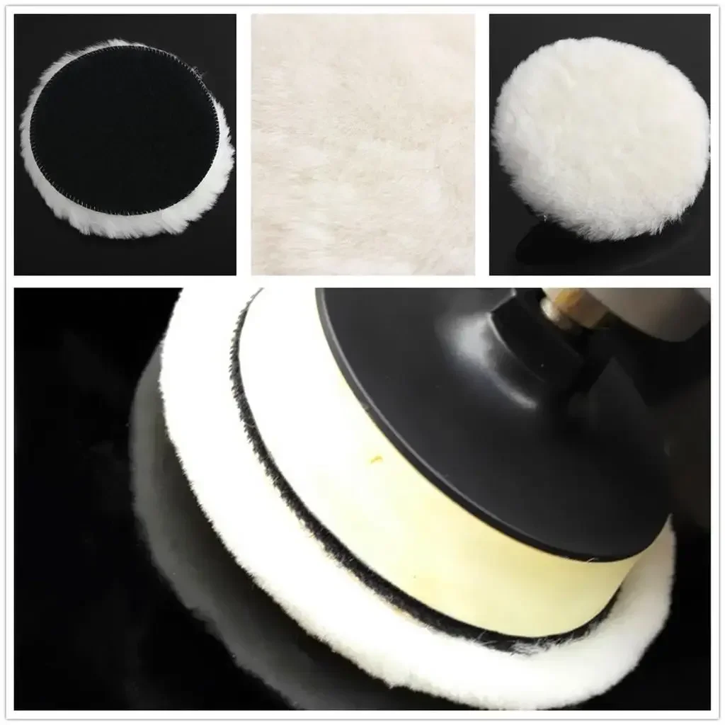 2Pc 3/4/5/6/7'' Polisher Buffer Wool Buffing Clean Pad Magic Patch Car Detailing Polishing