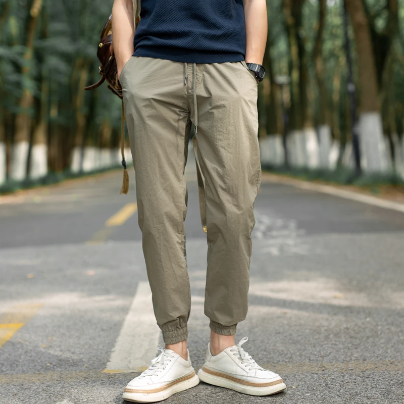 

Мужская летняя тонкая американская рабочая одежда в стиле ретро, базовые брюки Qui Dry, повседневные длинные брюки из девяти предметов, молодежные Vitali Sle