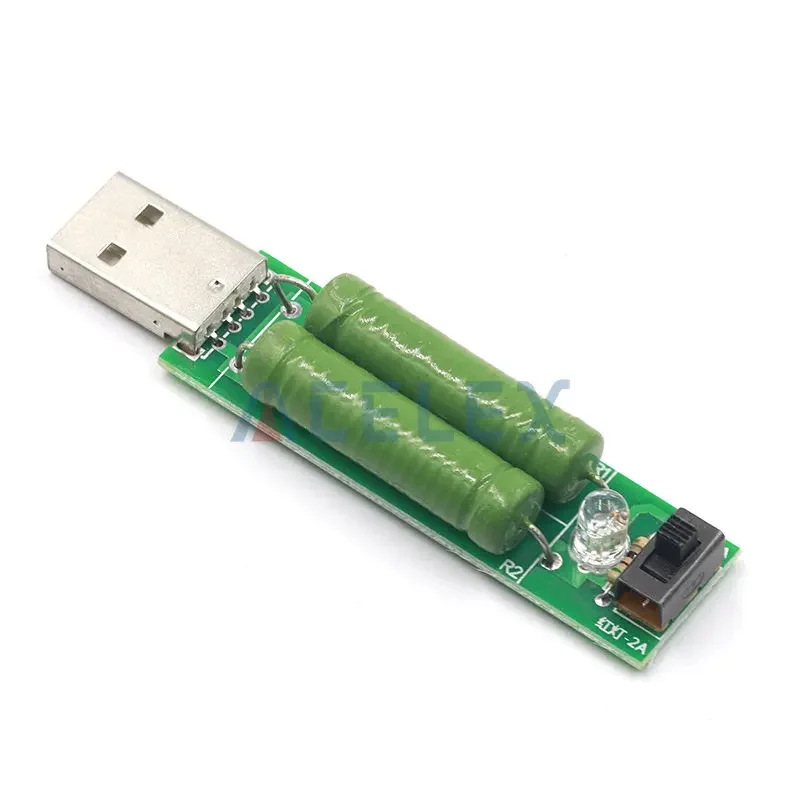 USB mini discharge load resistor 2A/1A With switch 1A Green led, 2A Red led