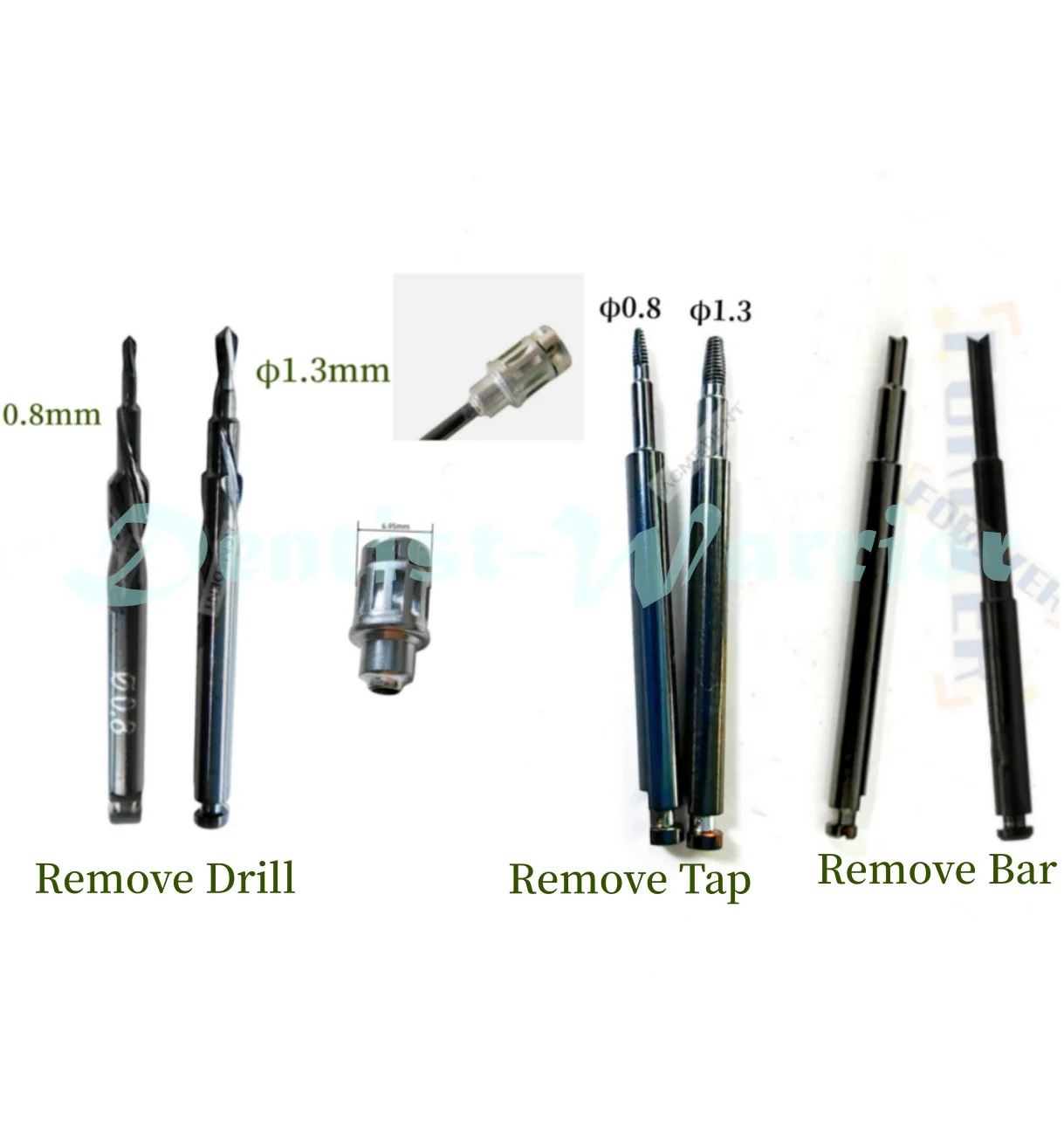 Dental Failed Screw Remover Fractured Fixture Reverse Tap Drill Manual Adaptor