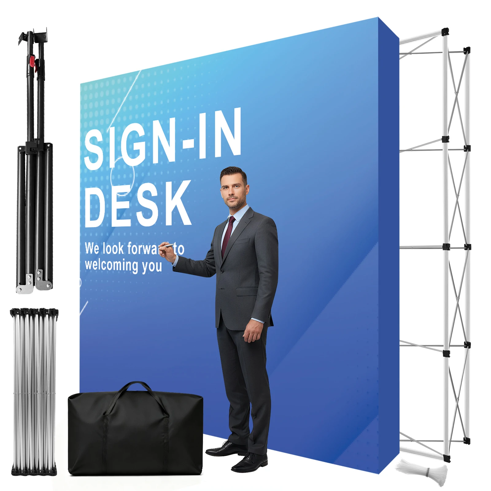 

10x10 FT Portable Pop Up Display Stand Tension Fabric Backdrop Booth Frame