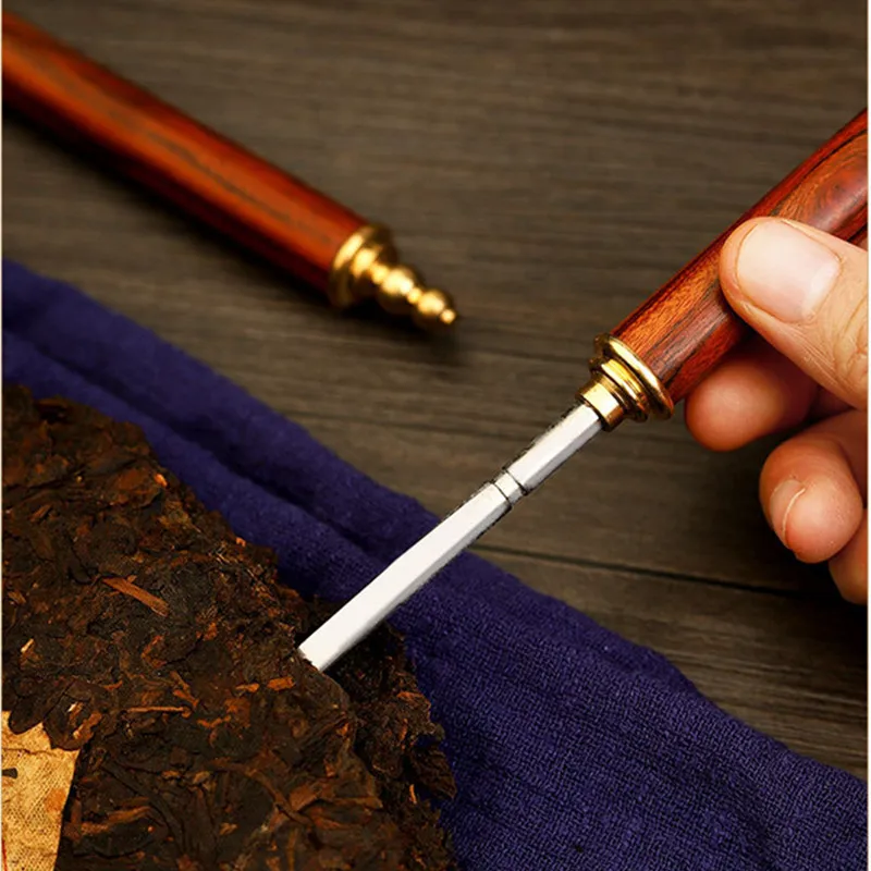 Pear Ebony Wood Handle Professional Tool Stainless Steel Cone Needle Tea Puerh Brick Tea Needle Tea Knife