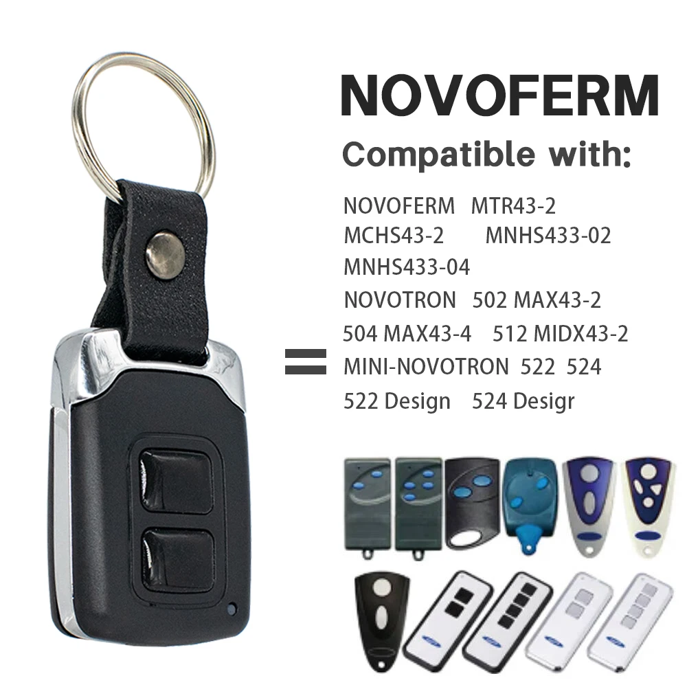 

NOVOTRON 522 524 502 MAX43-2 504 MAX43-4 512 MIX 43-2 MTR43-2 MCHS43-2 02 04 MNHS433 Garage Door Remote Control With Keyfob