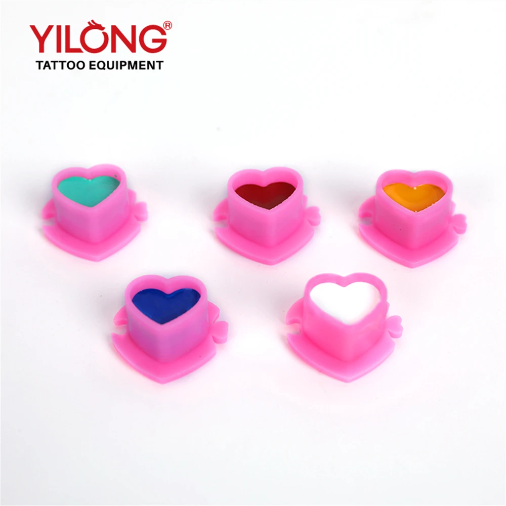 Disposable Tattoo Ink Caps Heart Shape Tattoo Ink Cups with Stable Base 200pcs  Permanent Makeup Pigment Holder Container Cap