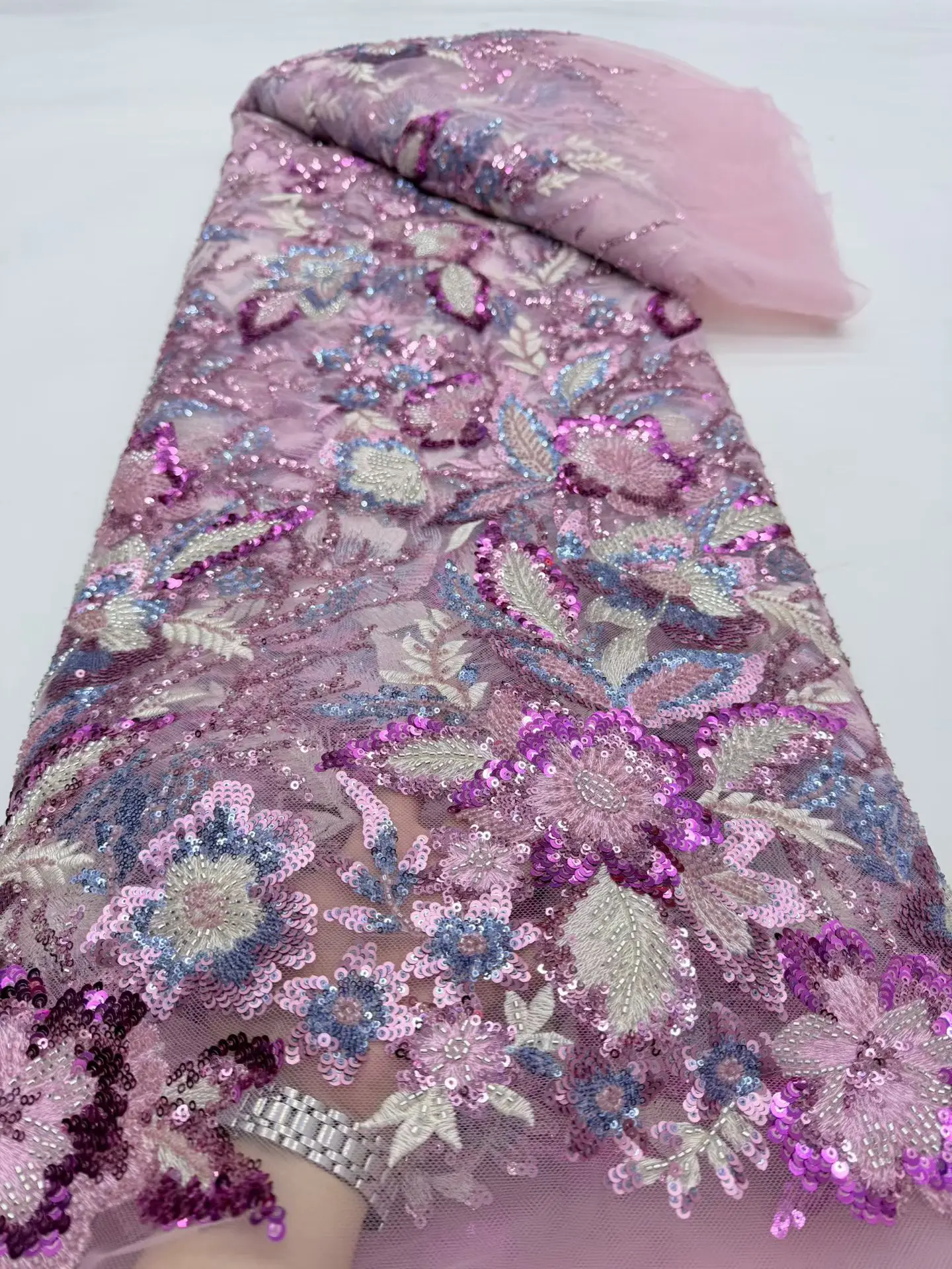 

Высококачественная африканская сетчатая ткань из тюля с пайетками и вышивкой для выпускных платьев, 5 ярдов, DP0501