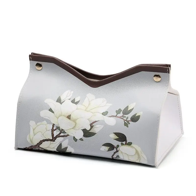 Creative Chinese Tissue Box Waterproof Home Living Room Paper Drawer Floral Paint Tissue Box Easy to Clean Printing Storage Box
