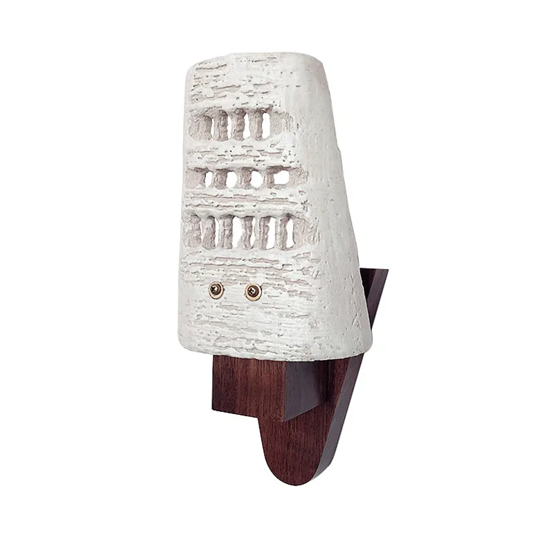 

Willlustr vintage irregular ceramic wall sconce light walnut wood lamp rough ancient castle lighting hotel restaurant lobby bar