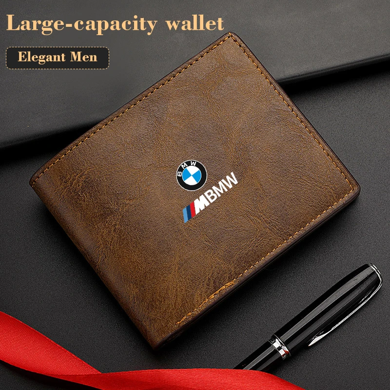 Car Logo Men\'s Business Wallet Bank Card Case Coin Case ID Card For BMW 1 3 5 Series X1 X4 X7 G20 G38 F20 F39 F48 E46 E60 E36