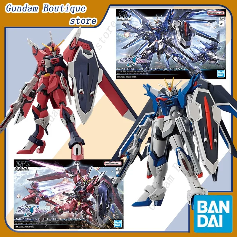 Bandai oryginalna IMMORTAL JUSTICE GUNDAM RISING FERRDOM GUNDAM HG Anime figurka montaż zabawki modele ozdoby prezent dla dzieci